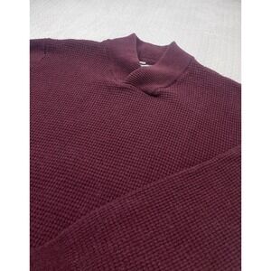Schott Bros. wool blend waffle knit shawl collar pullover sweater burgundy 2XL